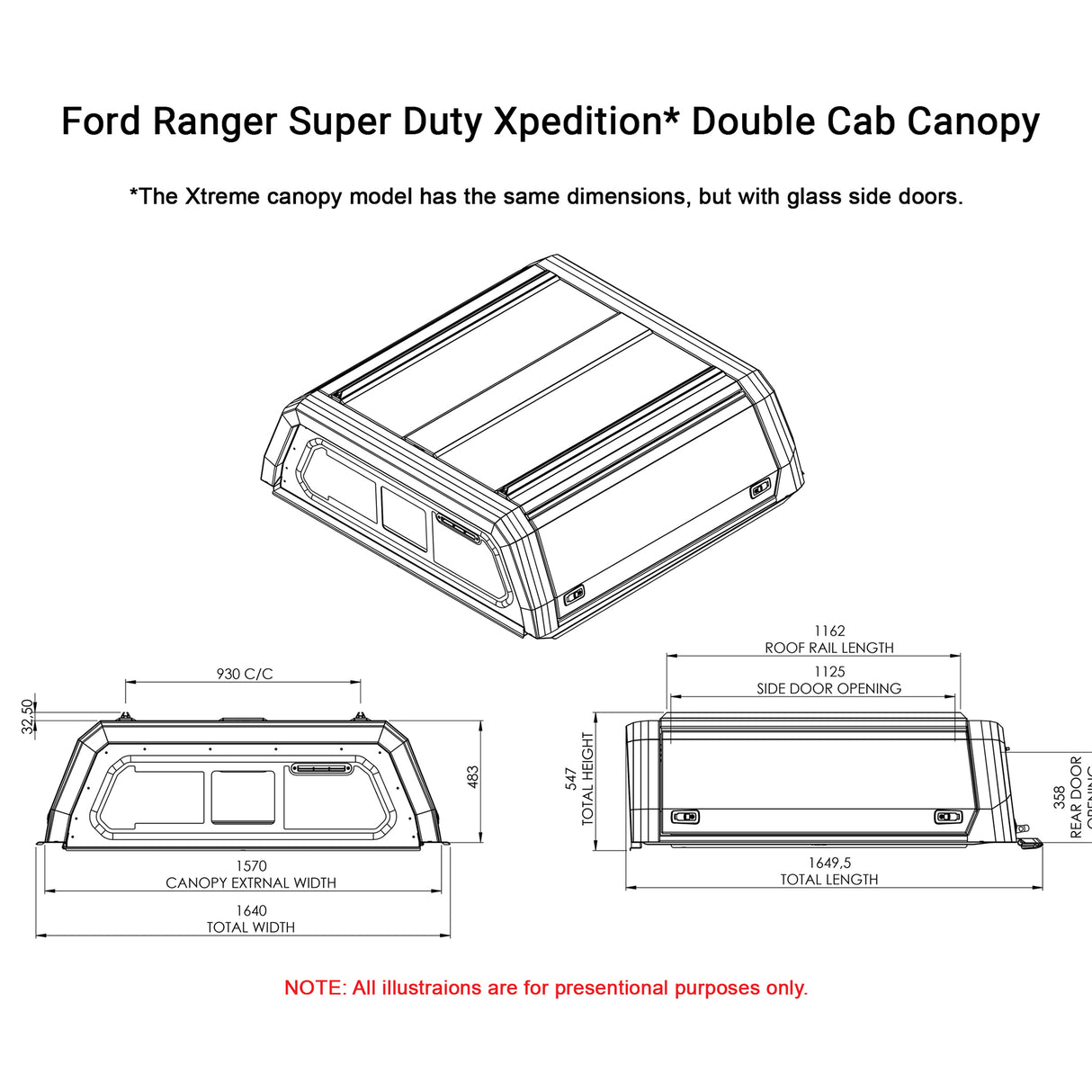 Ford Ranger SUPER DUTY Dual Cab Xtreme CapRax Canopy by Rhinoman