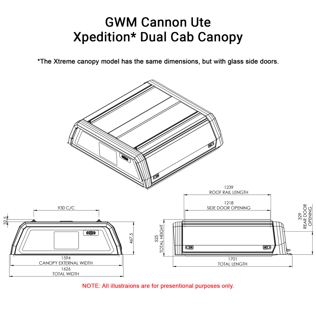 GWM Cannon Dual Cab 2020 - 2025 Xtreme CapRax Canopy by Rhinoman - The Bush Company
