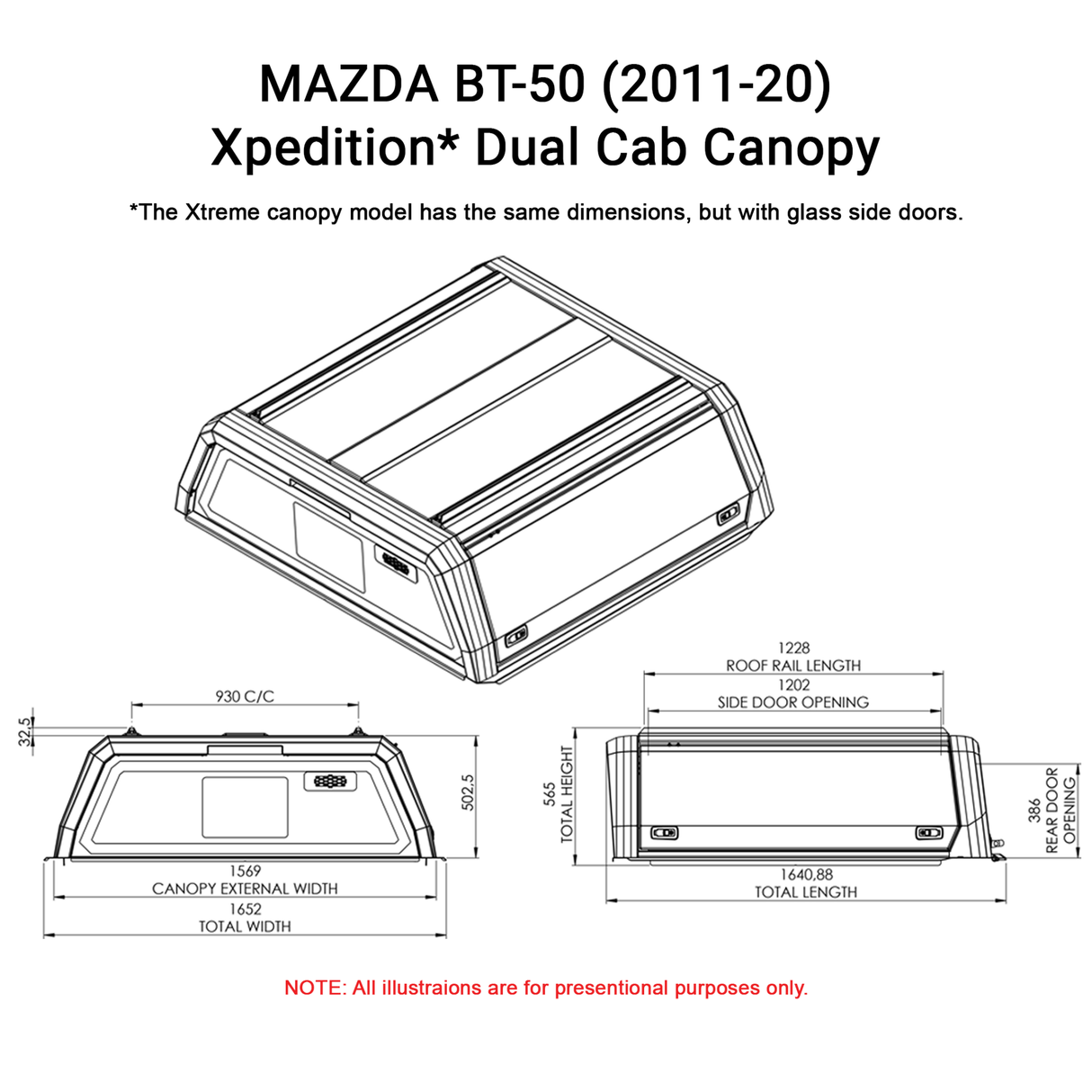 Mazda BT - 50 2011 - 2020 Dual Cab Xtreme Caprax Canopy by Rhinoman - The Bush Company