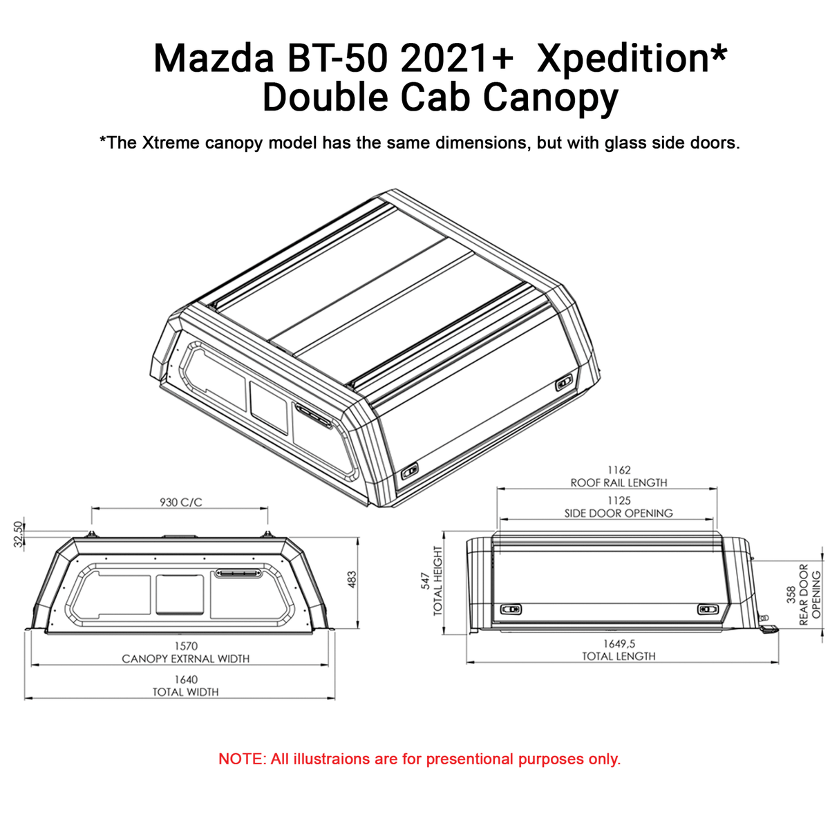 Mazda BT - 50 2021+ Dual Cab Xtreme CapRax Canopy by Rhinoman - The Bush Company