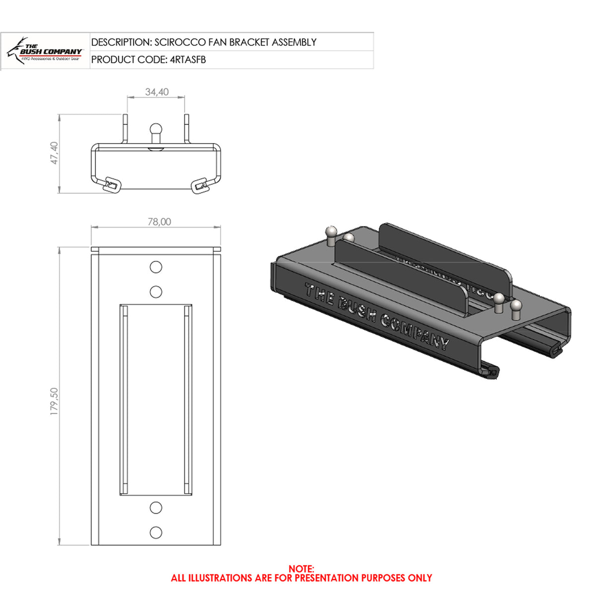 Sirocco 12V Fan Bracket - The Bush Company