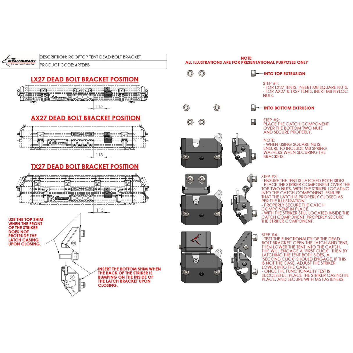 Rooftop Tent Dead Bolt Bracket - The Bush Company