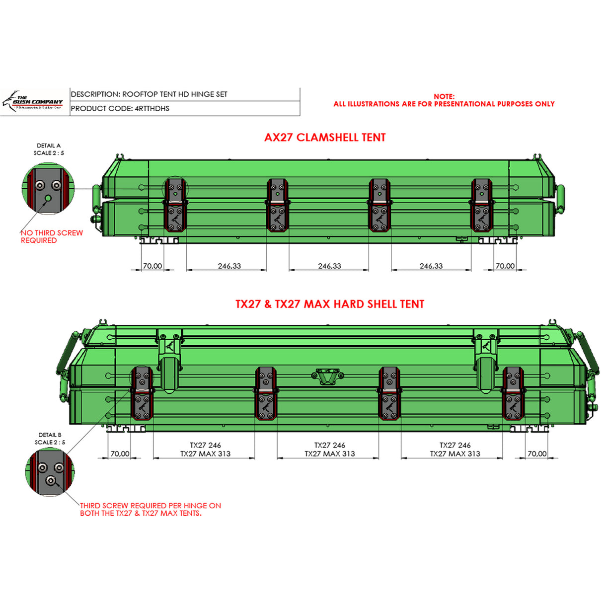 roof top tent hinge set Rooftop Tent HD Hinge Set- Large