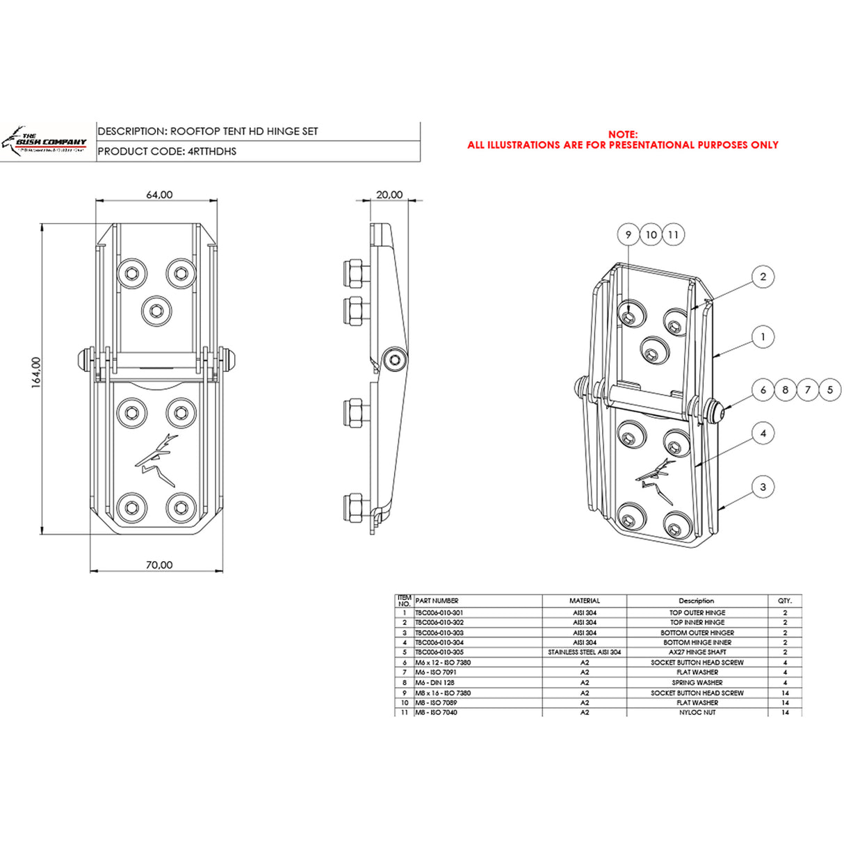 roof top tent hinge set Rooftop Tent HD Hinge Set- Large
