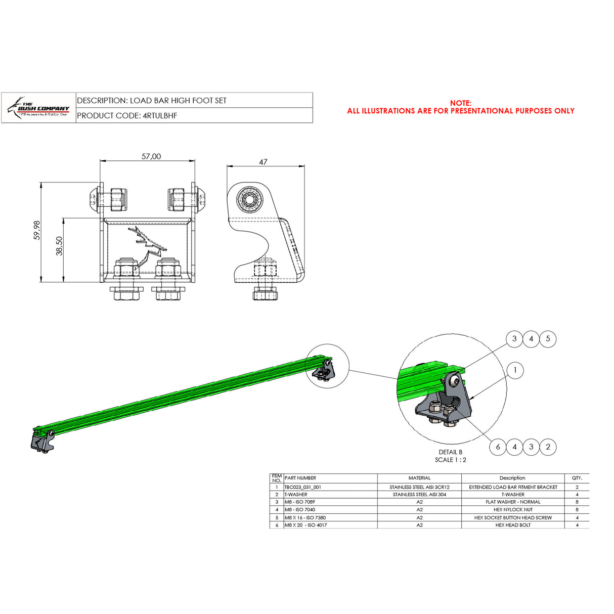 Load Bar High Foot Mount - The Bush Company