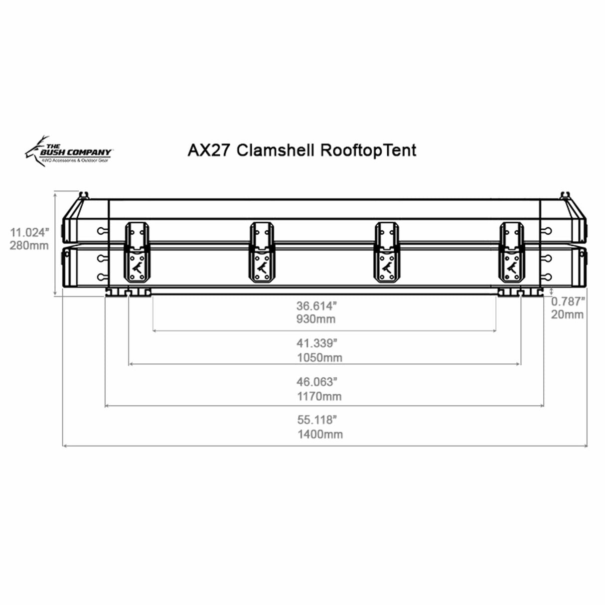 AX27 Clamshell Rooftop Tent - The Bush Company