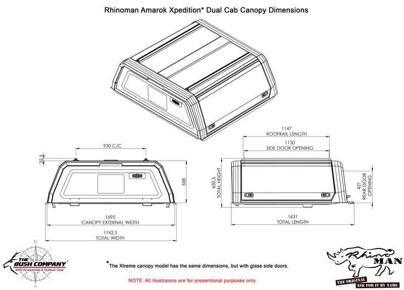 VW Amarok Double Cab 2023+ Xpedition CapRax Canopy by Rhinoman - The Bush Company