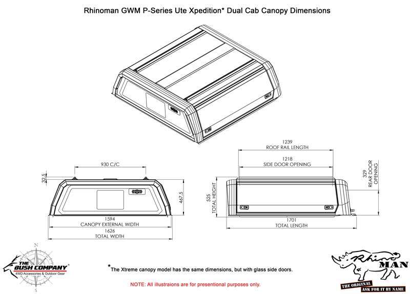 GWM Cannon Dual Cab 2020 - 2025 Xpedition CapRax Canopy by Rhinoman - The Bush Company