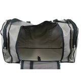 Large 86L duffle bag with the main compartment unzipped and open