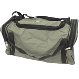 Large 86L duffle bag with its top zip pocket, side view