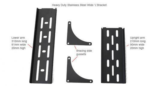 Heavy Duty L Bracket Wide - 3 pieces dimensions